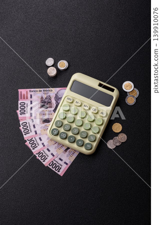 Mexico, Mexican peso paper money and coins, financing and commodity exchange. Mexican currency 139910076