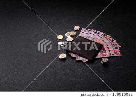 Mexico, Mexican peso, paper money and coins, financing and commodity exchange. Mexican currency 139910081