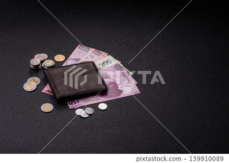 Mexico, Mexican peso, paper money and coins, financing and commodity exchange. Mexican currency Mexico, Mexican peso, paper money and coins, financing and commodity exchange. Mexican currency 139910089