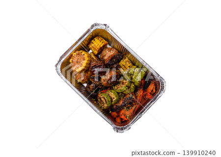 Vegetables such as corn, bell peppers, zucchini, and grilled mushrooms. Grilled vegetables Vegetables such as corn, bell peppers, zucchini, and grilled mushrooms. Grilled vegetables 139910240