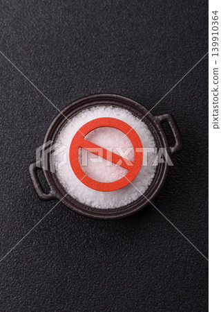 The salt ban sign as a concept to stop the problem of heart attack and pressure. The salt ban sign The salt ban sign as a concept to stop the problem of heart attack and pressure. The salt ban sign 139910364
