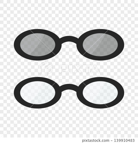 Black Glasses and Sunglasses. Stylish Eyewear, Transparent Lens and Dark Shades. Modern Fashion Accessory for Optics, Vision Correction, Summer Design Concept Black Glasses and Sunglasses. Stylish Eyewear, Transparent Lens and Dark Shades. Modern Fashion Accessory for Optics, Vision Correction, Summer Design Concept 139910483