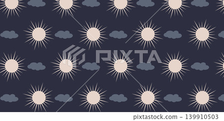 Cute Sun Pattern Background for Summer Design Cute Sun Pattern Background for Summer Design 139910503