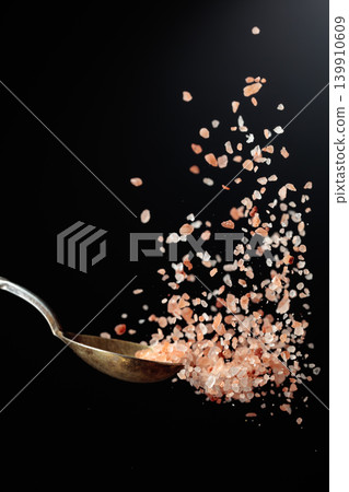 Himalaya salt on a dark background. Himalaya salt on a dark background. 139910609