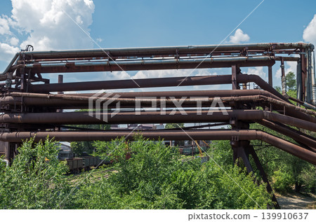 System of old and rusty pipelines System of old and rusty pipelines 139910637