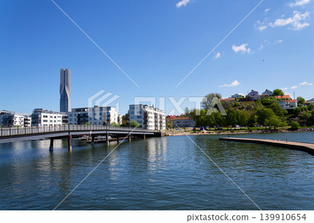 Houses in Sannegarden and Lindholmen district next to the Slottsberget mountain, Gothenburg, Sweden, sunny day Houses in Sannegarden and Lindholmen district next to the Slottsberget mountain, Gothenburg, Sweden, sunny day 139910654