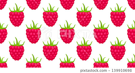 Vector seamless pattern with raspberries. Sweet berries isolated on white background for fabric, wallpaper and wrapping paper design 139910698
