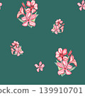 Seamless pattern with flowers. Watercolor abstract bright summer pink flowers. Isolated objects on white background. Ornament for wallpaper, wrapping paper, textile 139910701