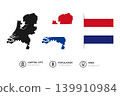 Shape map and flag of Netherlands country. Europe country maps collection 139910984