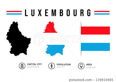 Black silhouette of Luxembourg country map and flag. Europe country maps collection Black silhouette of Luxembourg country map and flag. Europe country maps collection 139910985