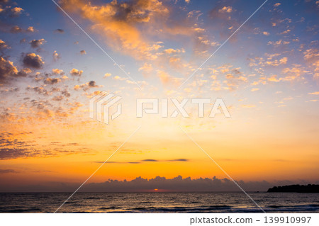 epic sky view at the black sea during sunrise. atmospheric background for travel wallpaper. cloudy sky above the water. clouds over horizon. nature landscape of bulgaria sea bay in summer epic sky view at the black sea during sunrise. atmospheric background for travel wallpaper. cloudy sky above the water. clouds over horizon. nature landscape of bulgaria sea bay in summer 139910997
