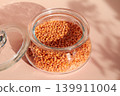 Raw Chickpeas on Pink Background 139911004