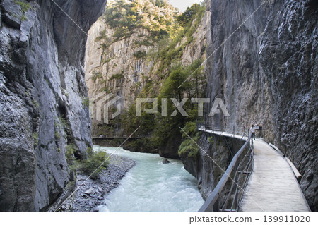 Aare gorge river powerful water flowing through canyon 139911020