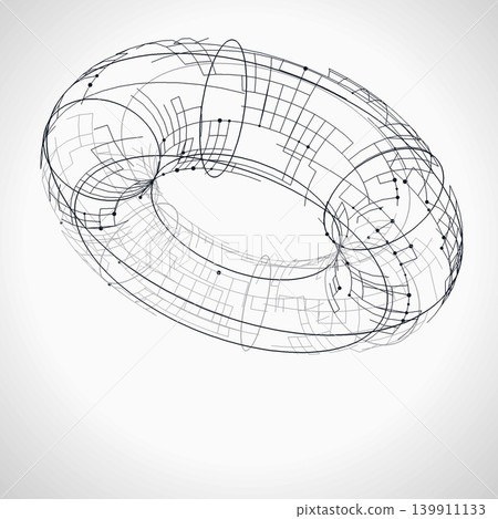 Futuristic Geometric Wire Torus Illustration Futuristic Geometric Wire Torus Illustration 139911133