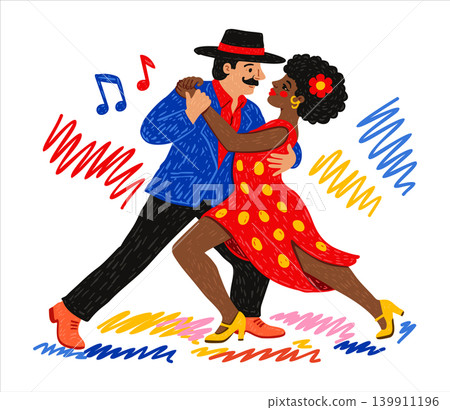 Couple dancing tango. Vector isolated illustration 139911196
