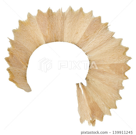 Wood shavings from a white pencil on an isolated background Wood shavings from a white pencil on an isolated background 139911245