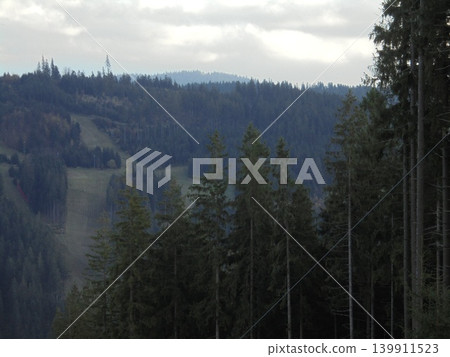 Beskydy Mountains in Rainy Weather: Autumn Forests and Meadows Beskydy Mountains in Rainy Weather: Autumn Forests and Meadows 139911523