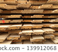 stack of planed tongue and groove boards 139912068