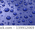 blue convex transparent drops of water 139912069