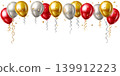 Colorful balloons and confetti floating up. 139912223