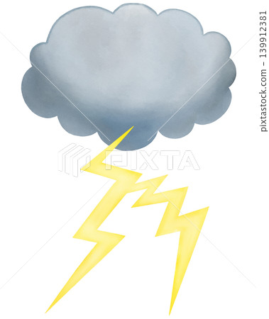 Lightning and dark clouds - a cute watercolor illustration Lightning and dark clouds - a cute watercolor illustration 139912381