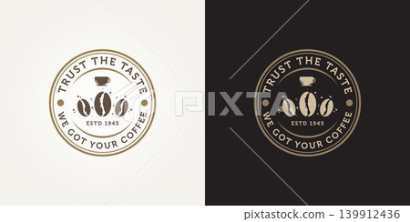 set of retro coffee emblem logo illustration 139912436