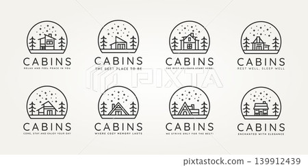 set of wooden cabin minimalist minimalist line art set of wooden cabin minimalist minimalist line art 139912439