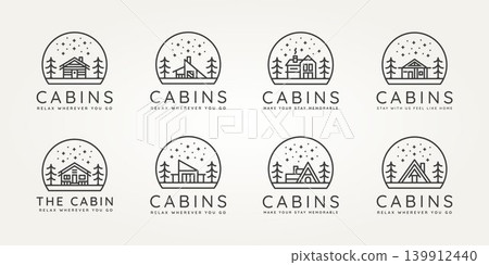 set of cabins minimalist minimalist line art logo set of cabins minimalist minimalist line art logo 139912440