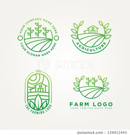 set of farm minimalist line art emblem icon logo set of farm minimalist line art emblem icon logo 139912443