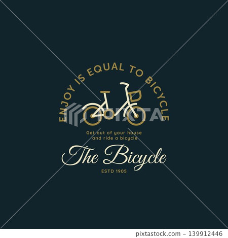 vintage bicycle minimalist line art badge logo 139912446