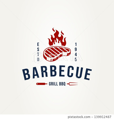 vintage barbecue steak badge logo design 139912487