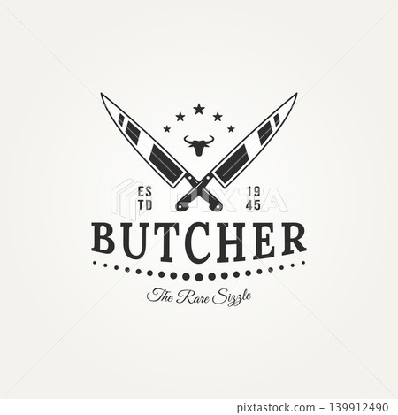 vintage butcher meat store badge logo design vintage butcher meat store badge logo design 139912490