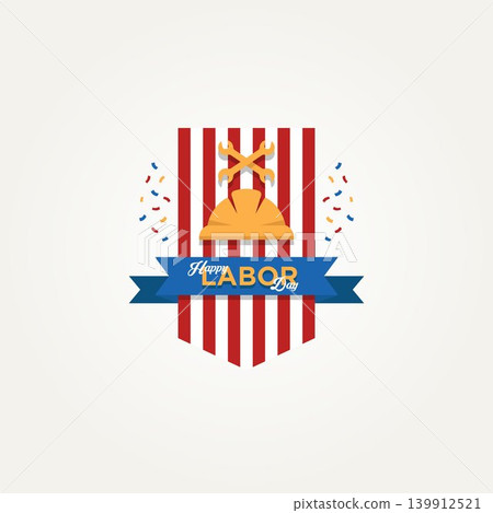 happy labor day logo emblem illustration design happy labor day logo emblem illustration design 139912521