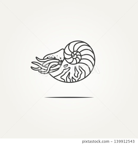 isolated nautilus ocean shell line art badge logo isolated nautilus ocean shell line art badge logo 139912543