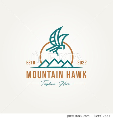 mountain hawk simple line art logo design mountain hawk simple line art logo design 139912654
