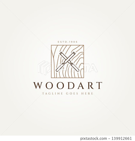 woodwork simple line art logo design 139912661
