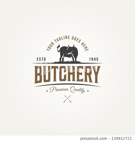 cattle angus beef steak butchery shop logo design cattle angus beef steak butchery shop logo design 139912721