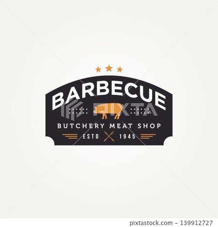 vintage pork barbecue grill restaurant logo vintage pork barbecue grill restaurant logo 139912727