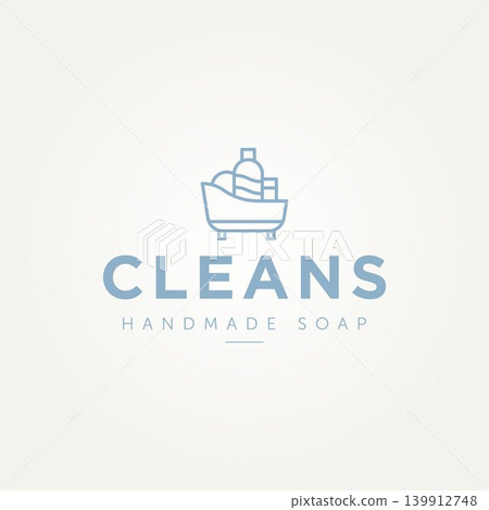 handmade soap in the bathtub simple line art logo template vector illustration design. minimalist spa, body care, handmade soap symbol icon logo concept handmade soap in the bathtub simple line art logo template vector illustration design. minimalist spa, body care, handmade soap symbol icon logo concept 139912748