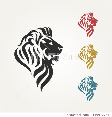 set of lion's head with different color logo template vector illustration design. premium tattoo, esport, mascot icon logo concept set of lion's head with different color logo template vector illustration design. premium tattoo, esport, mascot icon logo concept 139912764