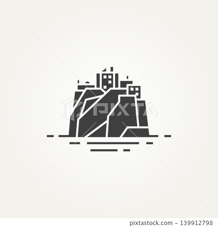stone castle logo icon template vector illustration design. dunnottar castle in Scotland on a rock above the sea stone castle logo icon template vector illustration design. dunnottar castle in Scotland on a rock above the sea 139912798