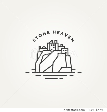 stone heaven line art logo icon template vector illustration design. dunnottar castle in Scotland on a rock above the sea stone heaven line art logo icon template vector illustration design. dunnottar castle in Scotland on a rock above the sea 139912799