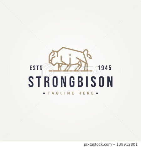 strong bison simple line art logo icon template vector illustration design strong bison simple line art logo icon template vector illustration design 139912801