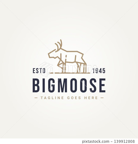big moose antler deer simple line art logo icon template vector illustration design big moose antler deer simple line art logo icon template vector illustration design 139912808