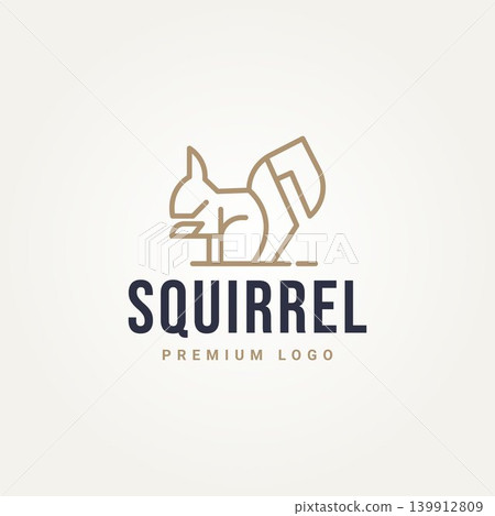 animal squirrel minimalist simple line art logo icon template vector illustration design 139912809