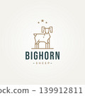 ram sheep simple line art logo icon template vector illustration design. minimalist bighorn sheep with star symbol logo concept 139912811