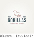 big strong gorilla simple minimalist line art logo icon template vector illustration design 139912817
