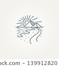 landscape road highway with beach and mountain views line art template vector illustration design 139912820
