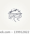 landscape road highway with beach and mountain views at night line art template vector illustration design 139912822