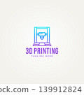 3d printing simple line art logo icon template vector illustration design. simple illustration of production 3d printing concept 139912824